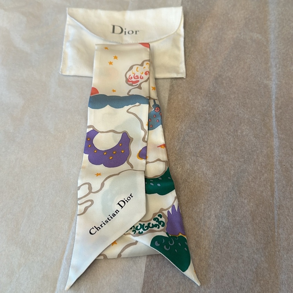 Authentic Christian Dior Skinny Silk Scarf - Picture 1 of 12